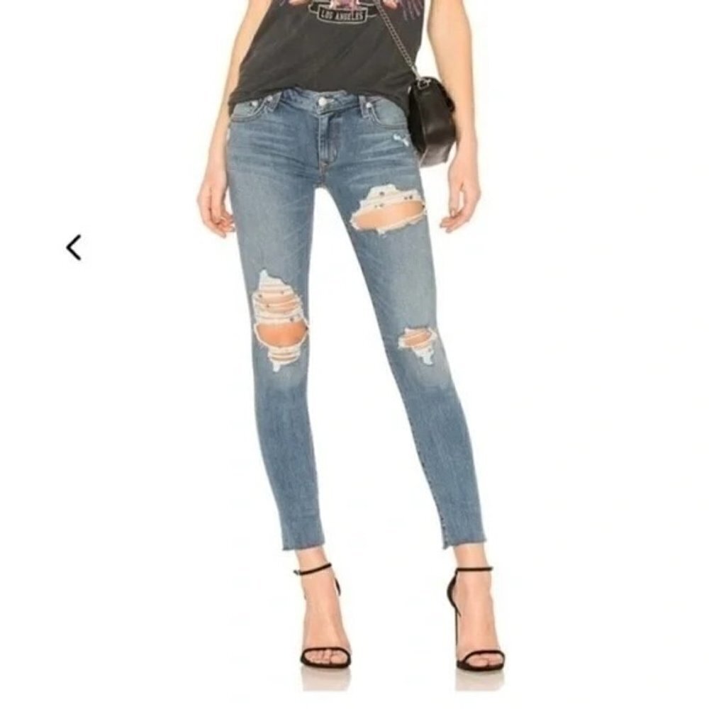 Lovers + Friends Ricky Distressed‎ Raw Hem Skinny Jeans 25